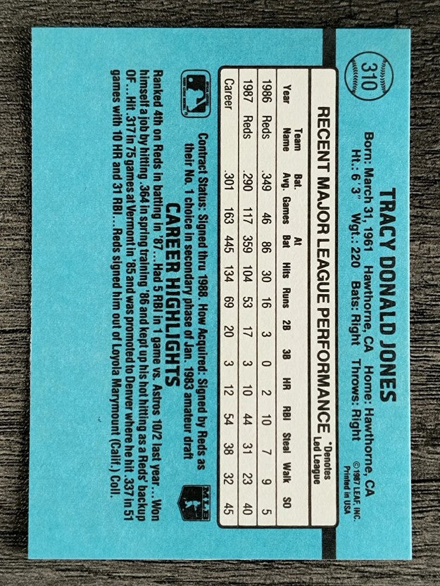 1988 Donruss #310 Tracy Jones