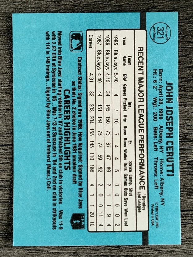 1988 Donruss #321 John Cerutti