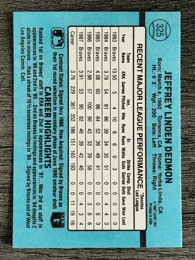 1988 Donruss #325 Jeff Dedmon