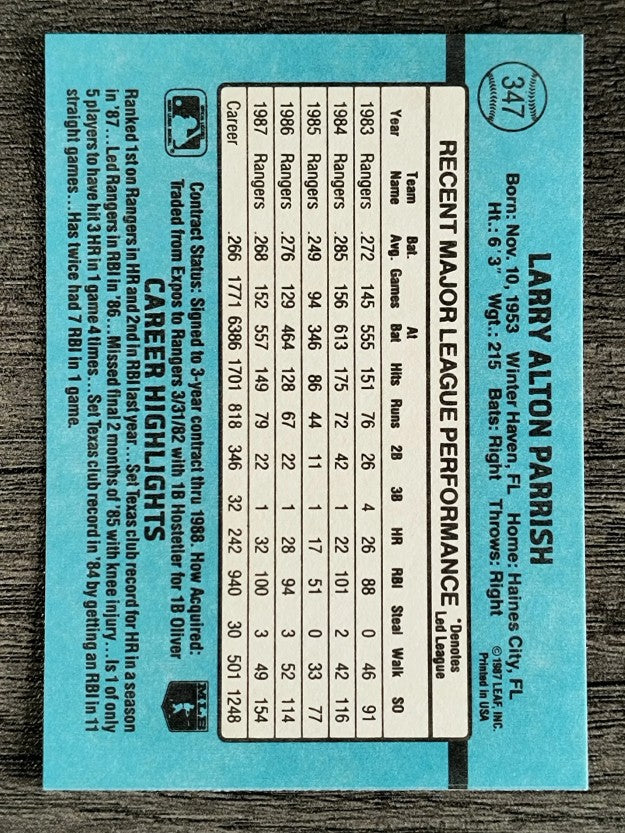 1988 Donruss #347 Larry Parrish