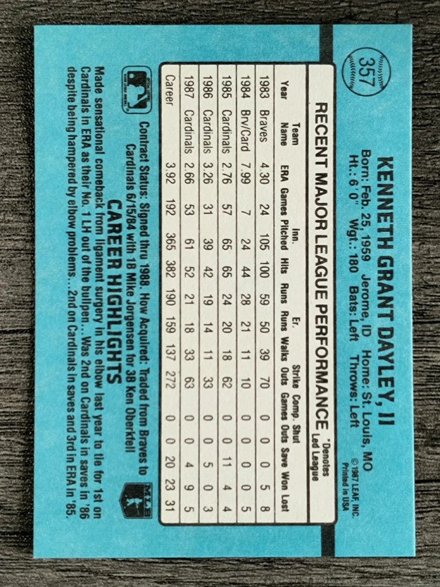 1988 Donruss #357 Ken Dayley