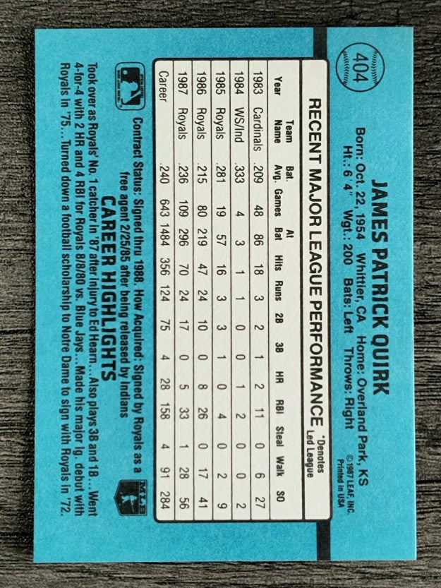 1988 Donruss #404 Jamie Quirk