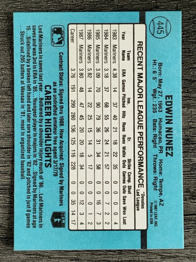 1988 Donruss #445 Ed Nunez