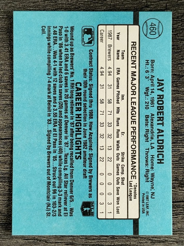 1988 Donruss #460 Jay Aldrich