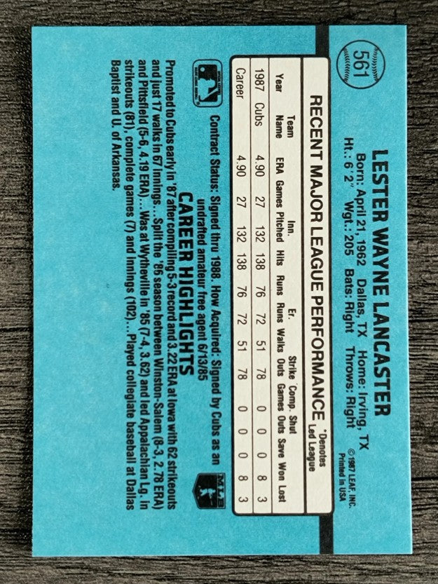 1988 Donruss #561 Les Lancaster