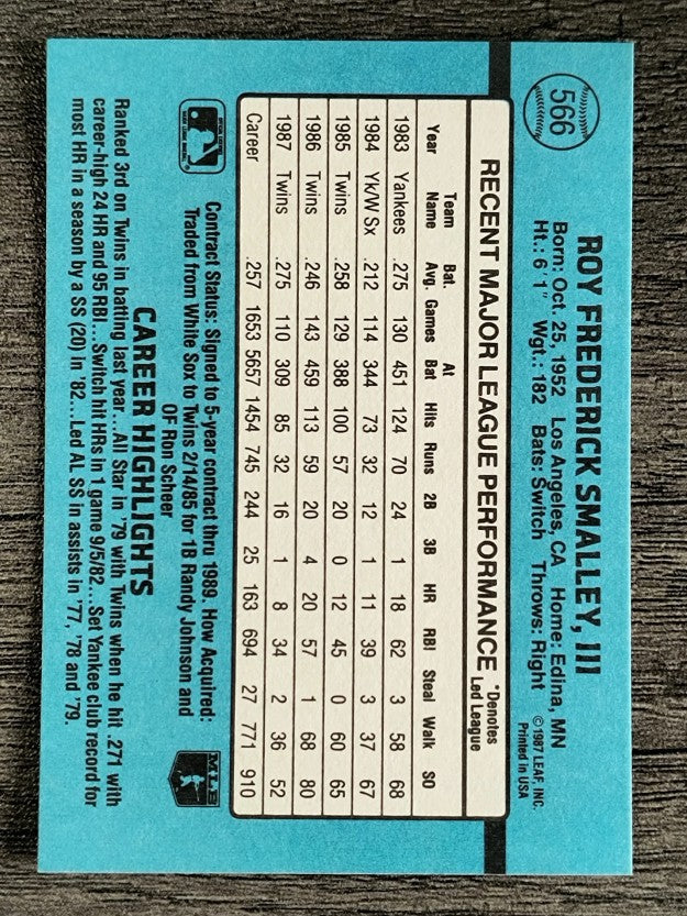 1988 Donruss #566 Roy Smalley