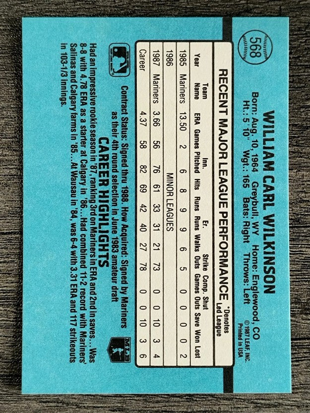 1988 Donruss #568 Bill Wilkinson