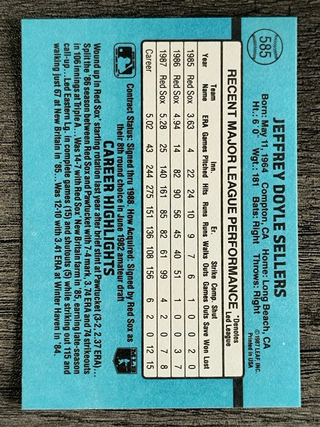 1988 Donruss #585 Jeff Sellers