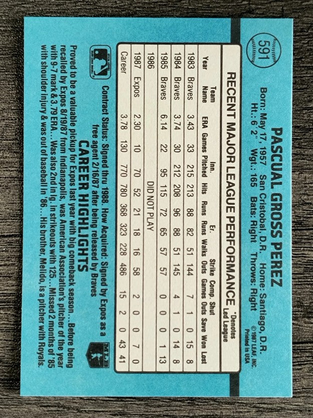 1988 Donruss #591 Pascual Perez