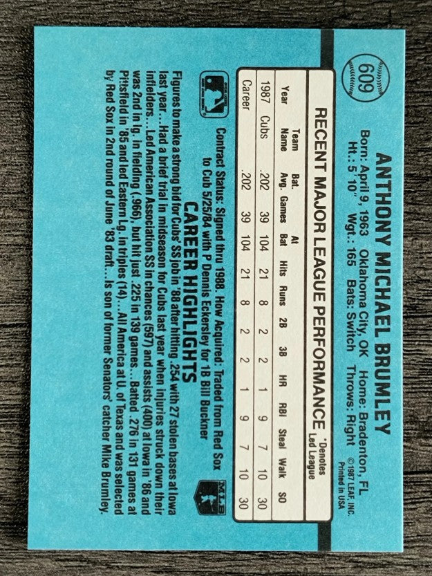 1988 Donruss #609 Mike Brumley