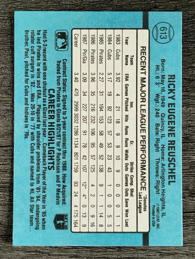 1988 Donruss #613 Rick Reuschel