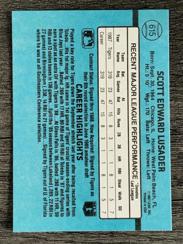 1988 Donruss #615 Scott Lusader