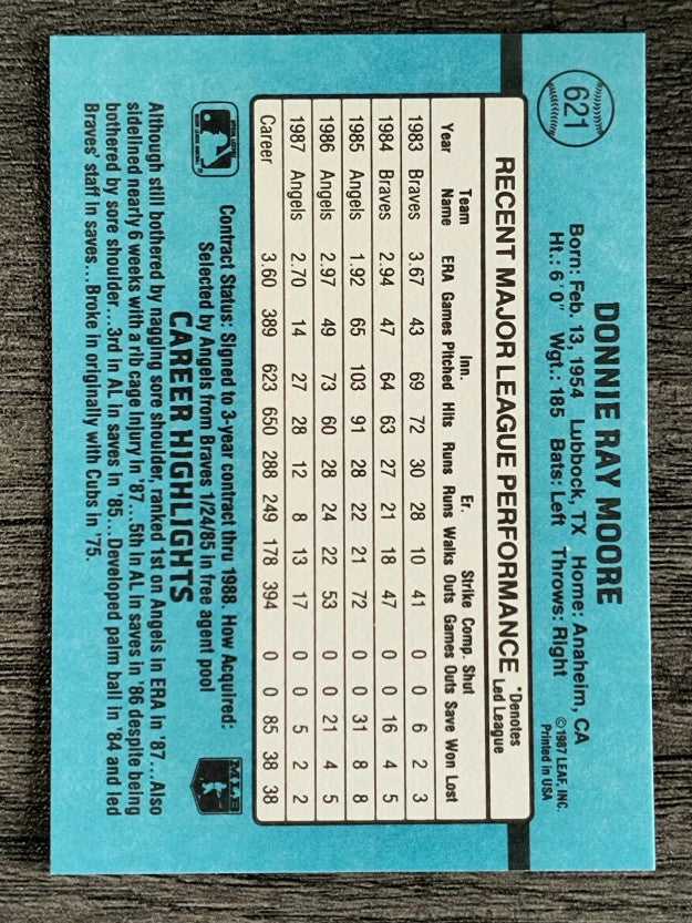 1988 Donruss #621 Donnie Moore