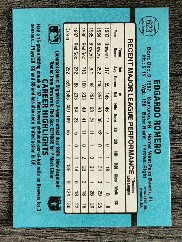 1988 Donruss #623 Ed Romero