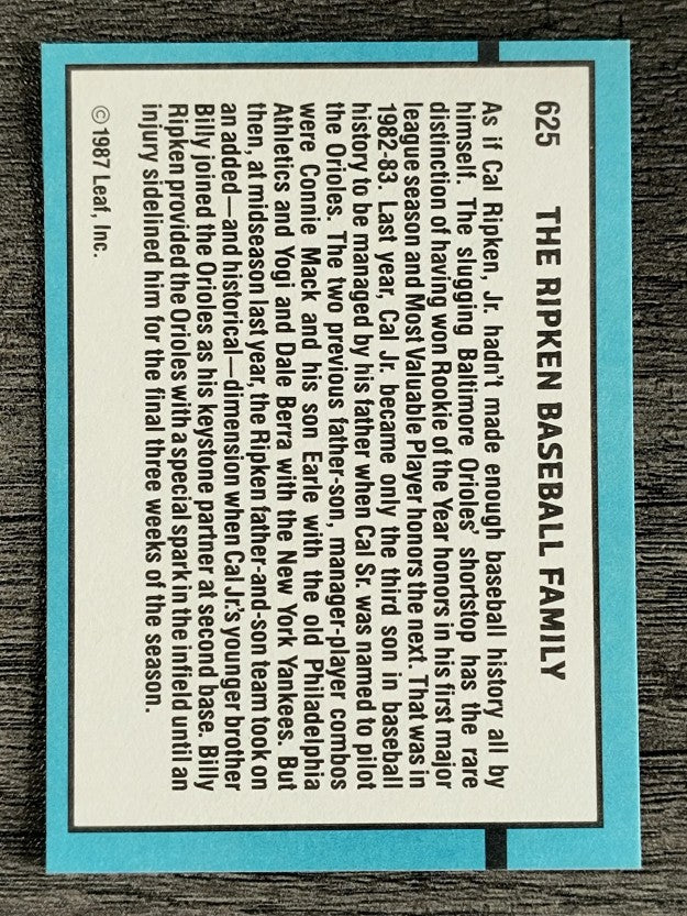 1988 Donruss #625 The Ripken Family