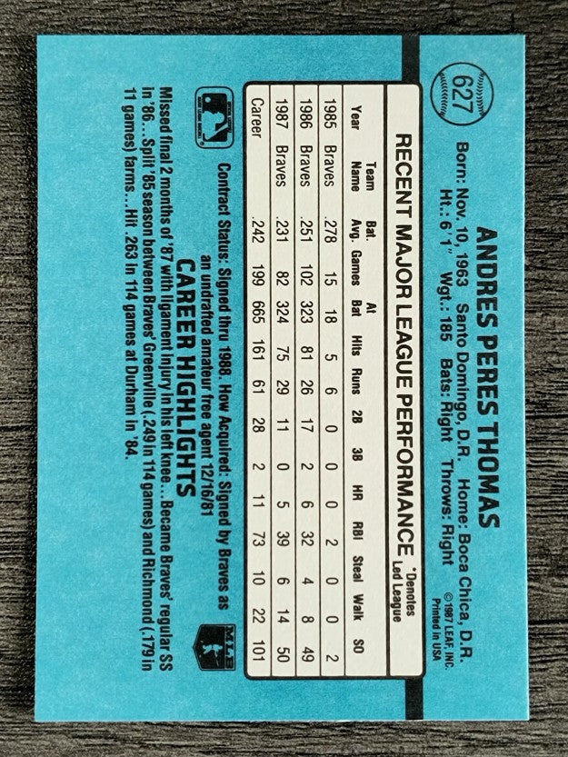 1988 Donruss #627 Andres Thomas SP