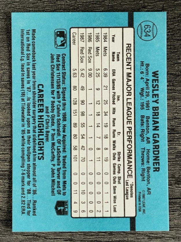 1988 Donruss #634 Wes Gardner