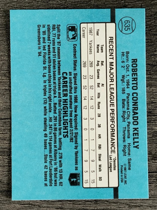 1988 Donruss #635 Roberto Kelly SP RC