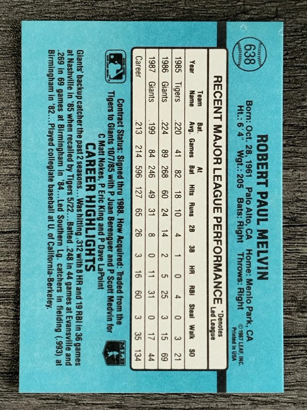 1988 Donruss #638 Bob Melvin