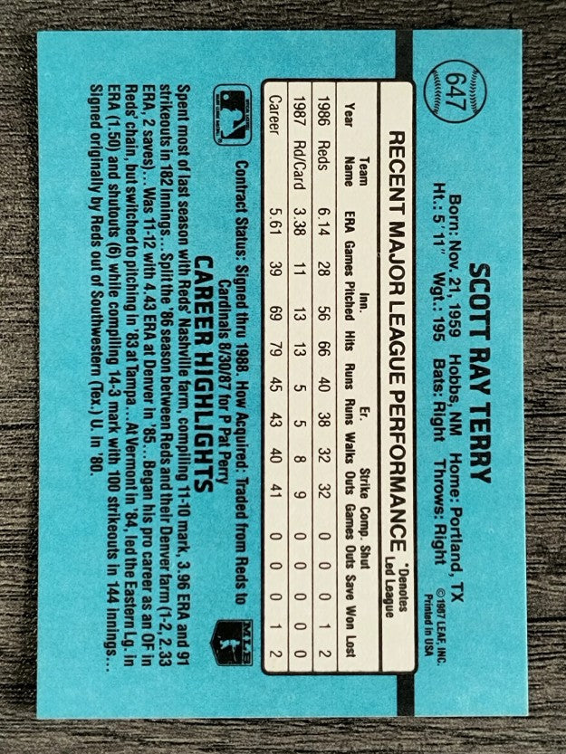 1988 Donruss #647 Scott Terry
