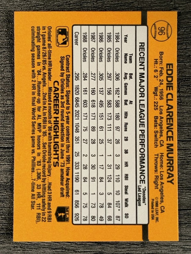 1989 Donruss #96 Eddie Murray