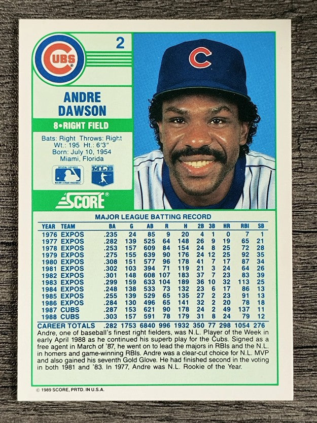 1989 Score #2 Andre Dawson
