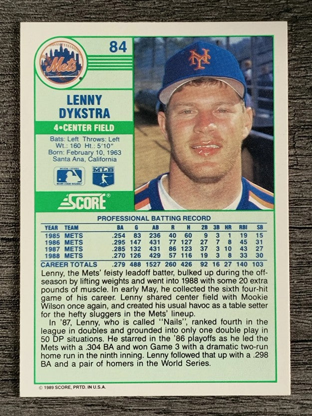1989 Score #84 Len Dykstra