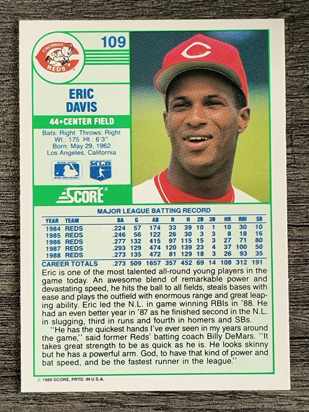 1989 Score #109 Eric Davis
