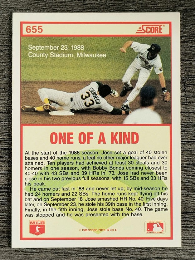 1989 Score #655 Jose Canseco HL