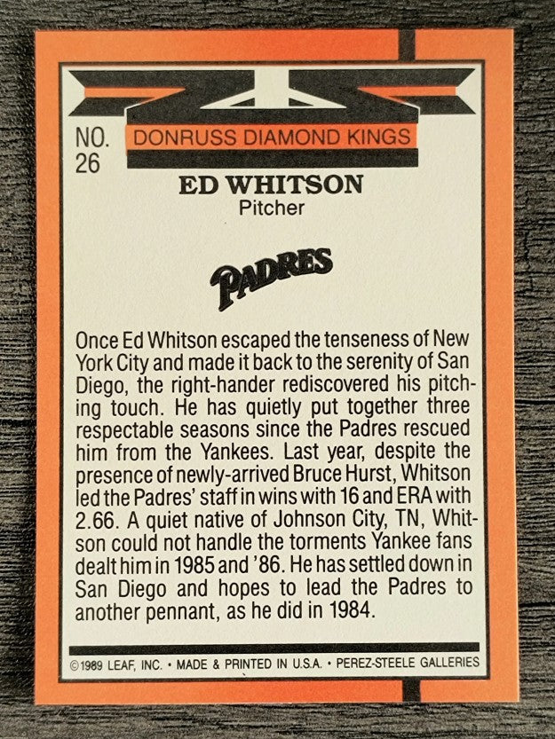 1990 Donruss #26 Ed Whitson DK DP