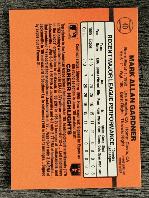 1990 Donruss #40 Mark Gardner RC