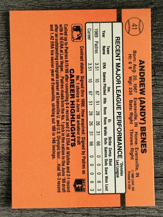 1990 Donruss #41 Andy Benes