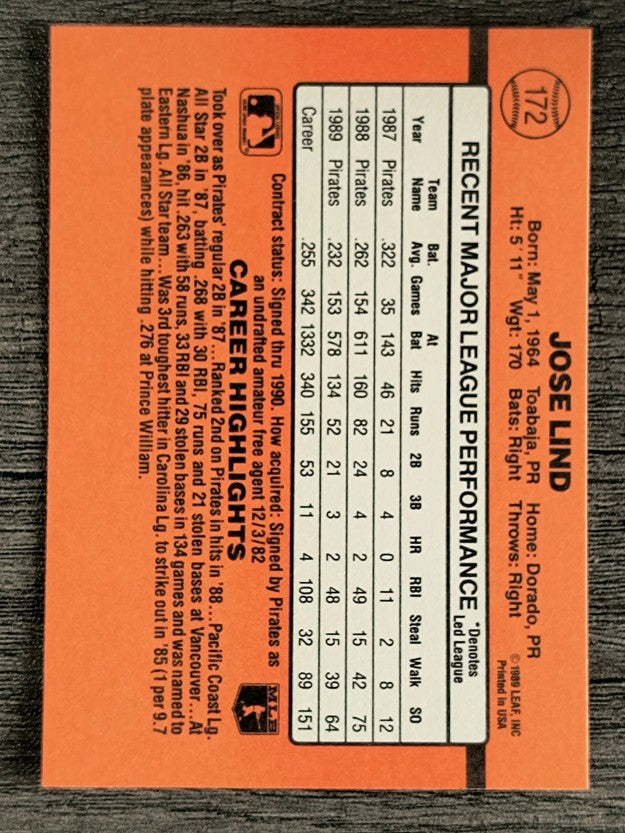 1990 Donruss #172 Jose Lind