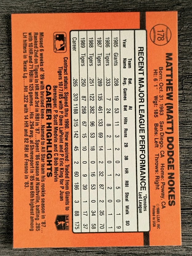 1990 Donruss #178 Matt Nokes