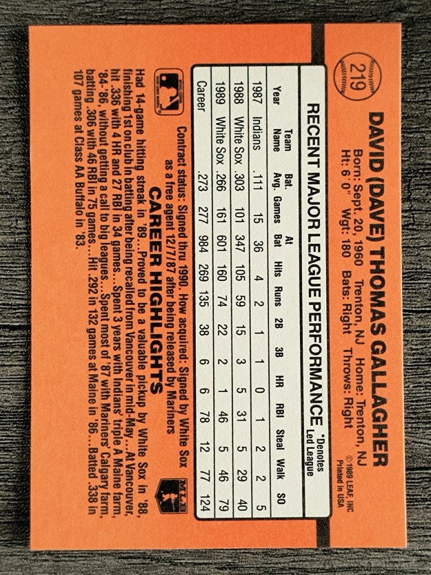 1990 Donruss #219 Dave Gallagher