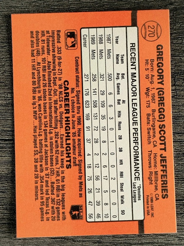 1990 Donruss #270 Gregg Jefferies