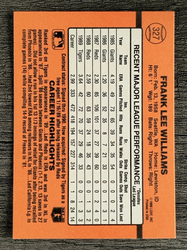 1990 Donruss #327 Frank Williams