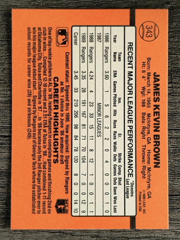 1990 Donruss #343 Kevin Brown