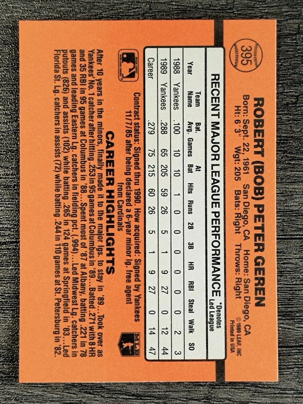 1990 Donruss #395 Bob Geren