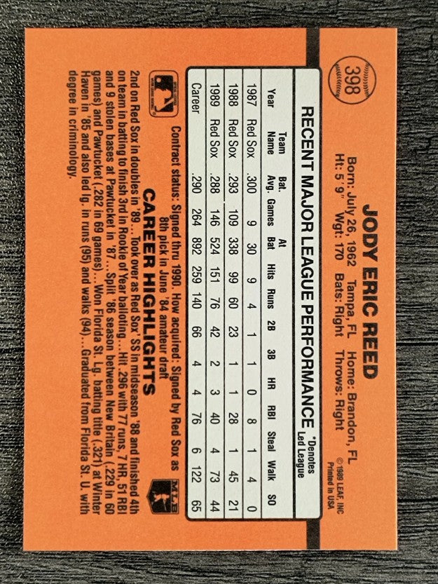 1990 Donruss #398 Jody Reed