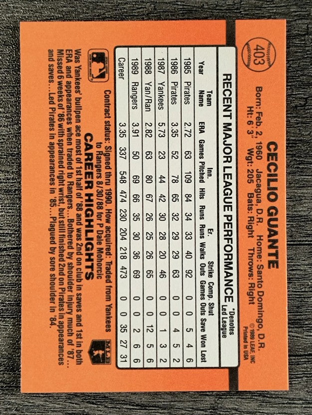 1990 Donruss #403 Cecilio Guante