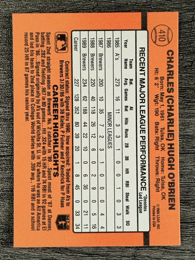 1990 Donruss #410 Charlie O'Brien