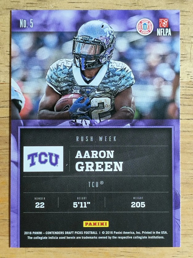 2016 Panini Contenders Draft Picks Rush Week #5 Aaron Green