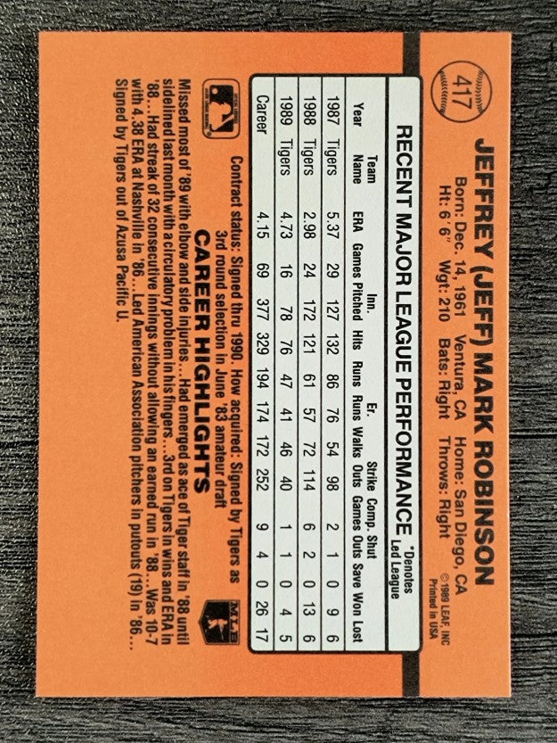 1990 Donruss #417 Jeff M. Robinson