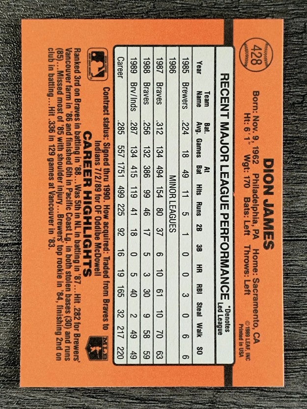 1990 Donruss #428 Dion James