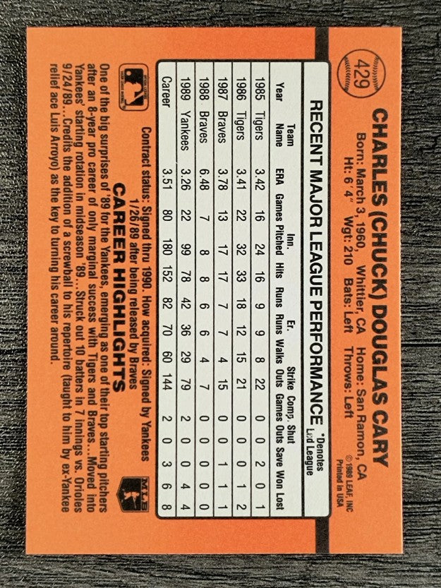 1990 Donruss #429 Chuck Cary