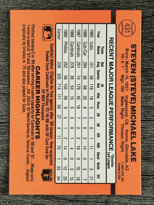 1990 Donruss #431 Steve Lake