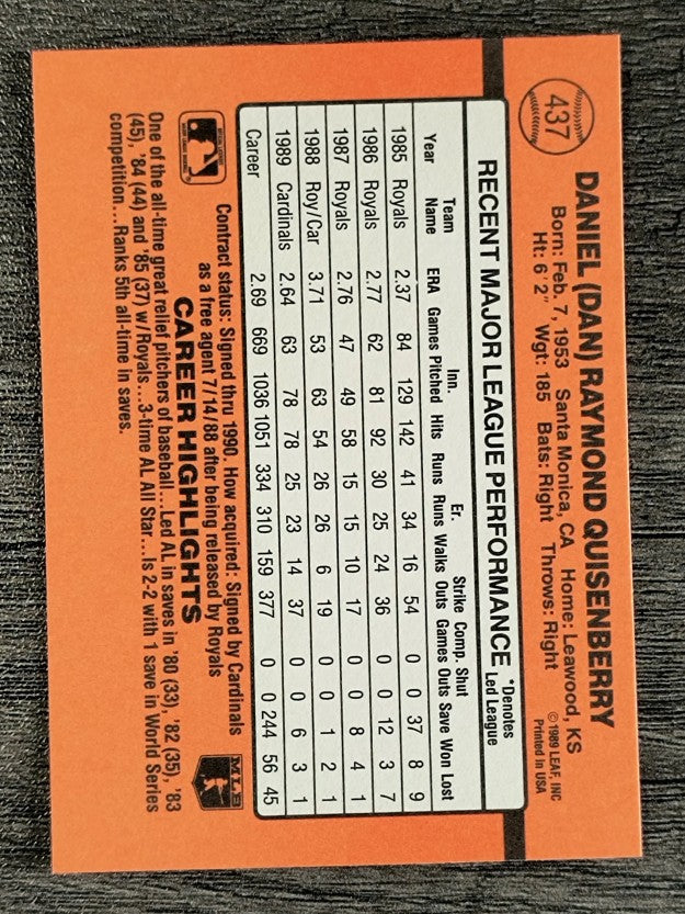 1990 Donruss #437 Dan Quisenberry