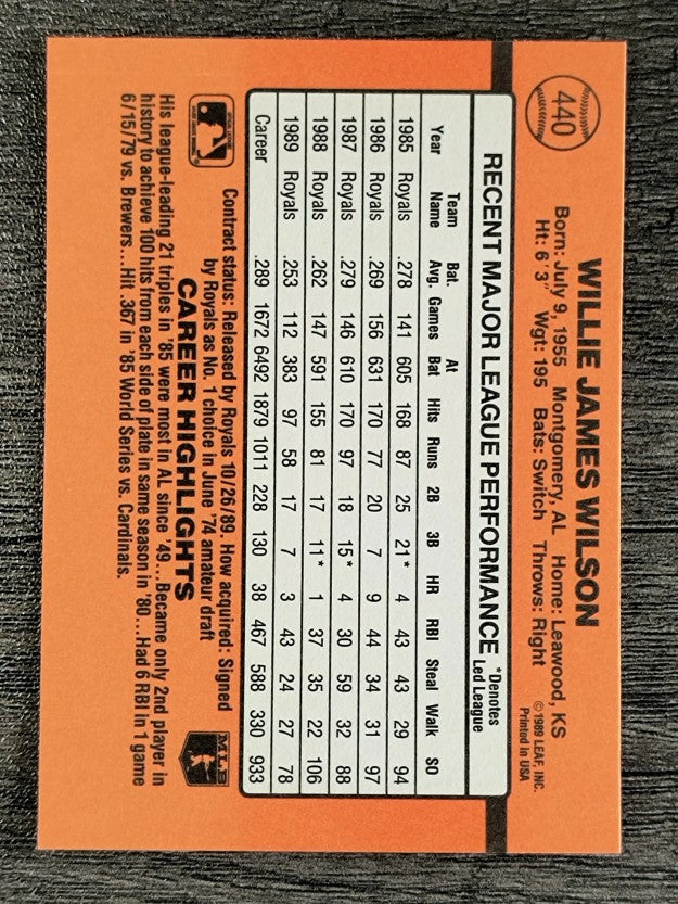 1990 Donruss #440 Willie Wilson