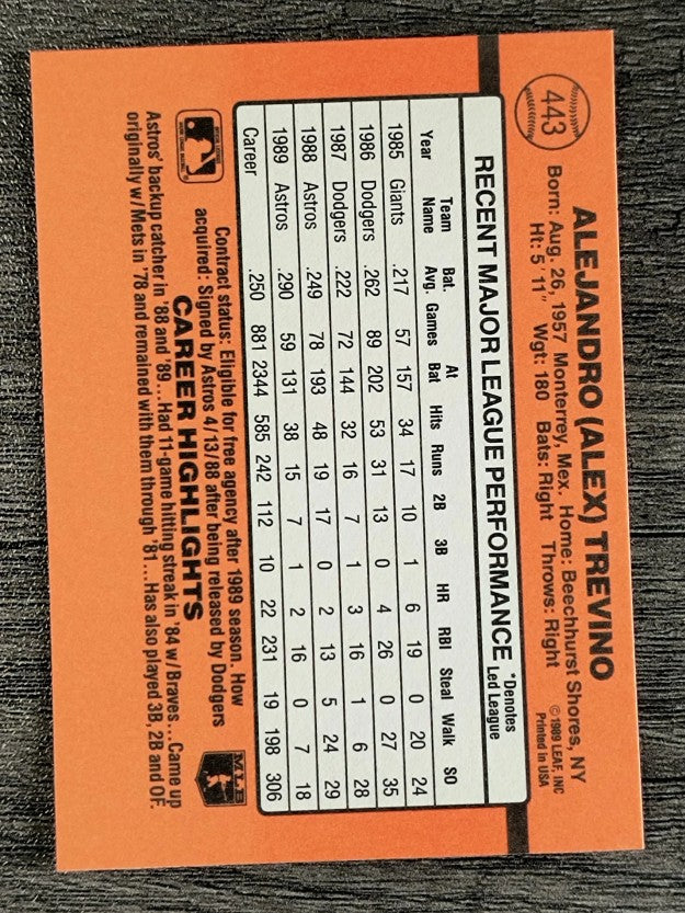 1990 Donruss #443 Alex Trevino